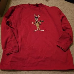 Rudolph Red Nosed Reindeer Sweatshirt Adult Large Embroidered Christmas Holiday.
